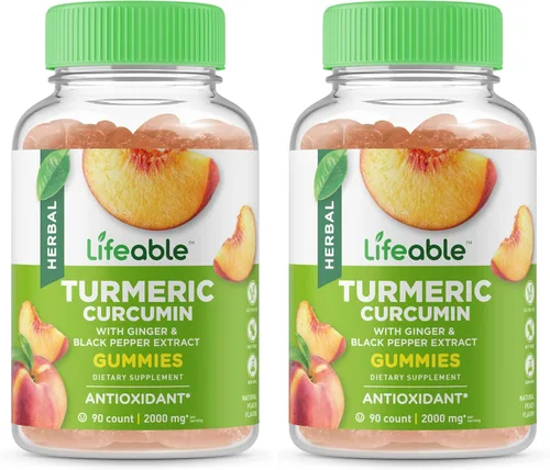 Vista 8 de Lifeable Gomitas de cúrcuma de 250 mg con curcumina, jengibre y pimienta