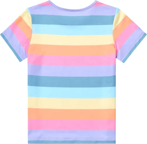 Vista 2 de Camisetas de manga corta para niña, con nudo frontal, casual, a rayas, 6-13 años