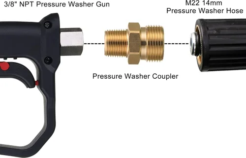 Vista 4 de M MINGLE - Ajuste para lavadora de presión M22, adaptador macho NPT de 3/8 pulgadas a macho M22 de 14 mm, 4500 PSI