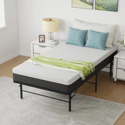 Vista 4 de PayLessHere Base de cama de metal plegable con plataforma de metal con soporte de hasta 1000 libras de listones de acero, soporte sin ruido, marco