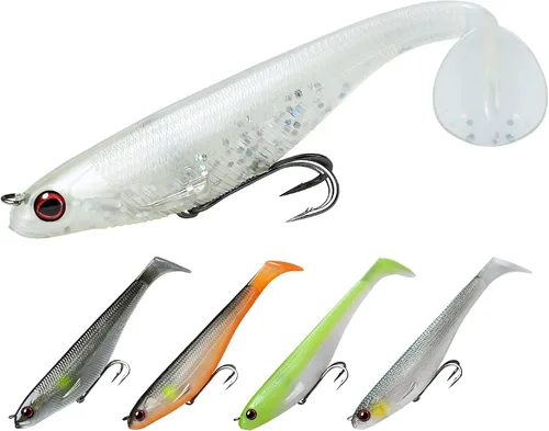 Vista 10 de TRUSCEND Shadtale Easy Catch Soft Fishing Lures, Unique Vibration and Action for Various Rigs, Paddle Tail Swimbaits Trailer for Bass, Trout