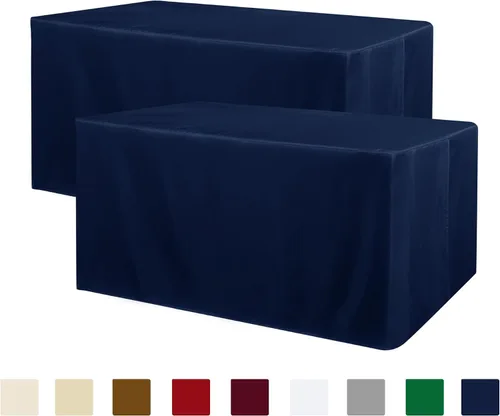 Vista 30 de Obstal Paquete de 2 manteles negros ajustables para mesas rectangulares de 4 pies, resistente al agua, lavable, tela de poliéster