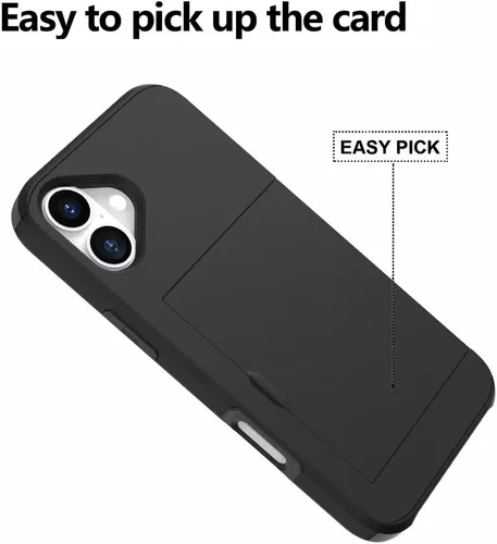 Vista 3 de ZIYE Funda tipo cartera para iPhone 16 Plus con tarjetero, antiarañazos de doble capa con bolsillo oculto, funda a prueba de golpes compatible