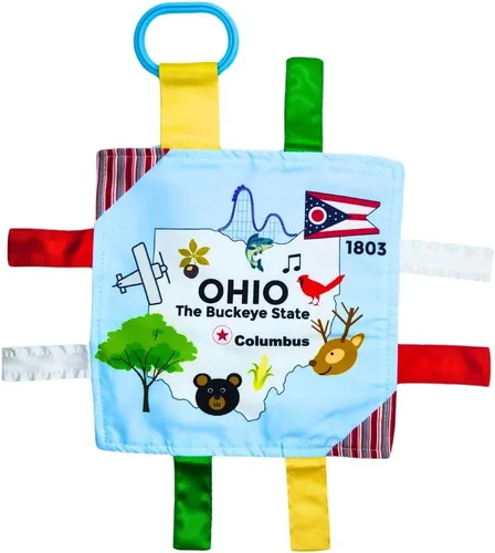 Vista 31 de Baby Jack & Co - Cochecito de juguete para bebés de 8 x 8 pulgadas con etiqueta del estado de Arkansas, juguetes arrugados para desarrollar cinco