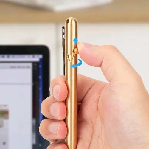 Vista 6 de SMOOTHERPRO - Bolígrafo de acción de perno de latón macizo compatible con recarga Parker, clip de acero inoxidable de bolsillo, para temblor
