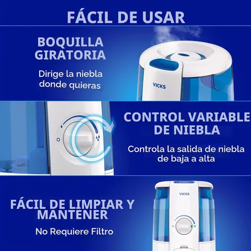 Vista 5 de Vicks Humidificador CoolRelief de niebla fría, 1.2 galones