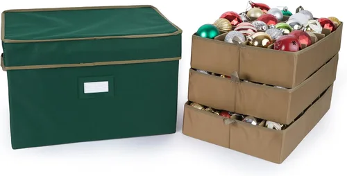 Vista 14 de Covermates Keepsakes – Caja de almacenamiento ajustable de 72 piezas – Capacidad para adornos de 4 pulgadas – Resistente – Asas – apilables