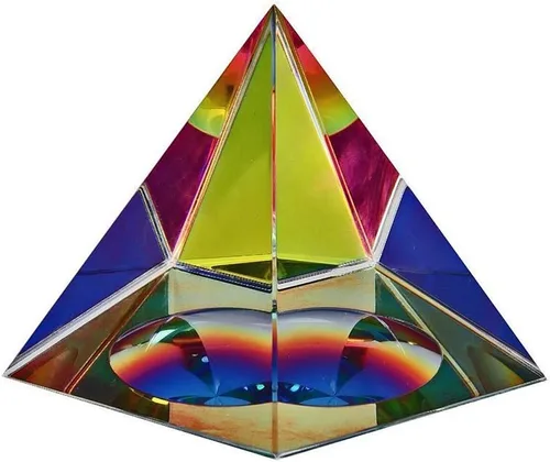 Vista 5 de Amlong Crystal Pirámide iridiscente: colores del arco iris de 2.5 pulgadas de alto con caja de regalo