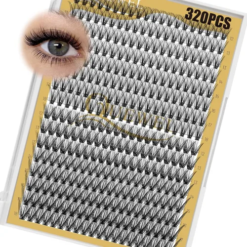 Vista 32 de Kit de racimos de pestañas QUEWEL, 320 piezas, extensiones de pestañas en racimo de 30D, racimos de pestañas de 9-16mm, kit de pestañas dispersas