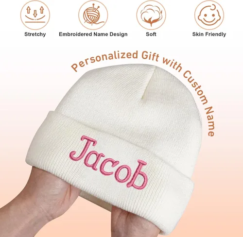Vista 5 de Gorros personalizados para bebés, niñas y niños, gorros bordados personalizados con nombre para bebés, niños y adultos