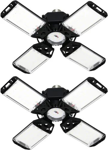 Vista 12 de Luz LED para garaje, 80 W, 8000 lúmenes, luces de techo con 3 paneles ajustables, lámpara LED de 6500 K, luz blanca de día, luces LED para garaje