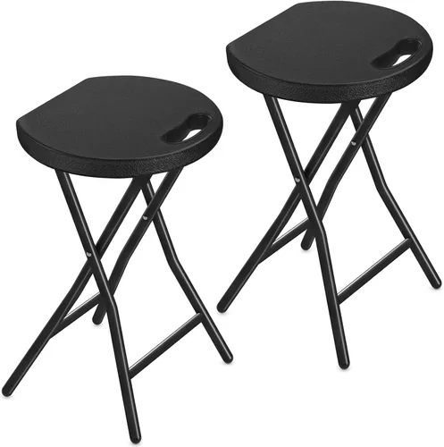 Vista 13 de TAVR Furniture Silla plegable portátil con asa, taburete plegable redondo resistente con capacidad de 500 libras para adultos, taburete plegable