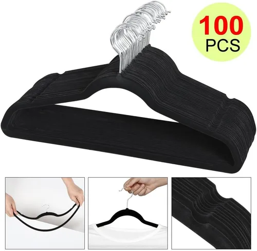 Vista 6 de Yaheetech Perchas de terciopelo antideslizantes – Perchas de terciopelo resistentes – Perchas de ropa para ahorrar espacio con gancho giratorio