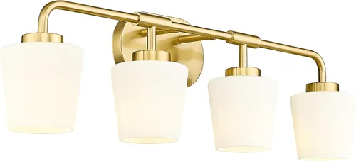Vista 10 de AD-22004-2W-SN - Lámparas de baño sobre espejo, 2 luces de níquel cepillado con vidrio blanco leche, apliques de pared vintage de granja