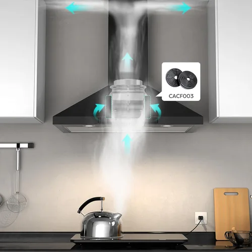 Vista 6 de CIARRA Campana extractora inteligente de 30 pulgadas con control de voz, compatible con Alexa/Google Home/Smart Life Assistant, campana extractora