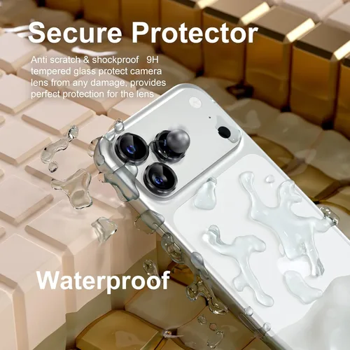 Vista 3 de Misea Protector de lente de cámara compatible con el teléfono 17 Pro/Phone 17 Pro Max, protector de lente de cámara de vidrio templado Ultra-HD Negro