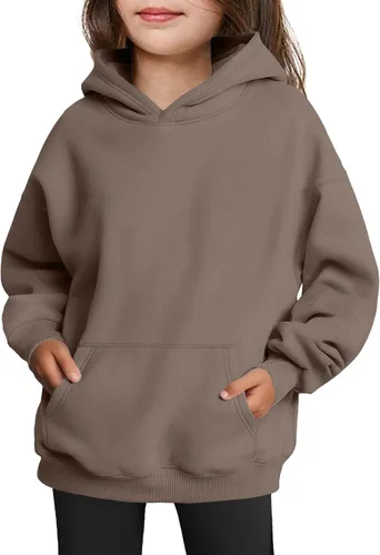 Vista 12 de Arshiner Sudaderas con Capucha de Gran Tamaño para Niñas Sudaderas Pullover de Forro Polar Conjuntos Casuales de Moda para Niños Ropa de Otoño Rojo