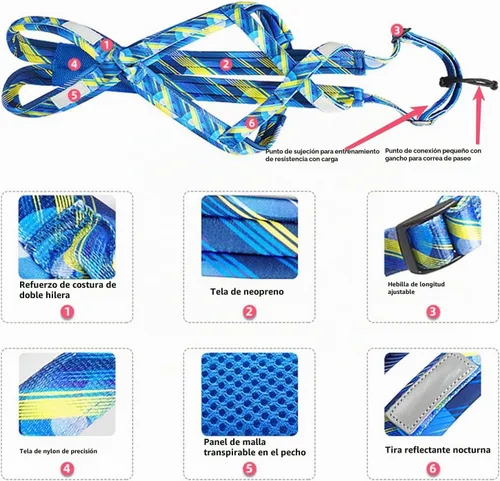 Vista 2 de Arnés de tracción de peso para perros - Trineo y correr (Azul, M)