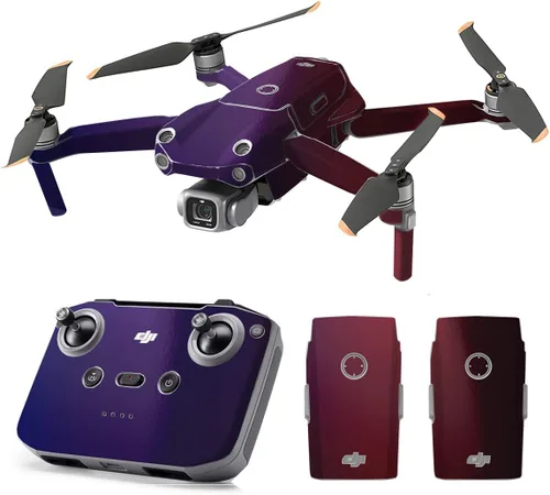 Vista 14 de SopiGuard Skin for DJI Mavic Air 2s Juego completo de calcomanías de vinilo de precisión + controlador + 3 fundas de batería (3M negro carbón)