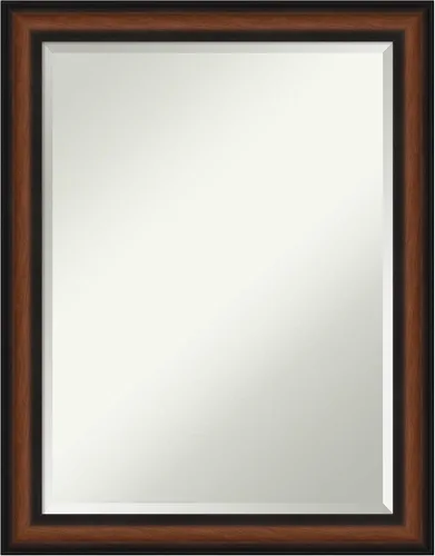 Vista 20 de Amanti Art Espejo de baño marrón para sobre el fregadero, espejo rectangular de tocador rectangular de nogal Harvard de 25 x 21 pulgadas, marco