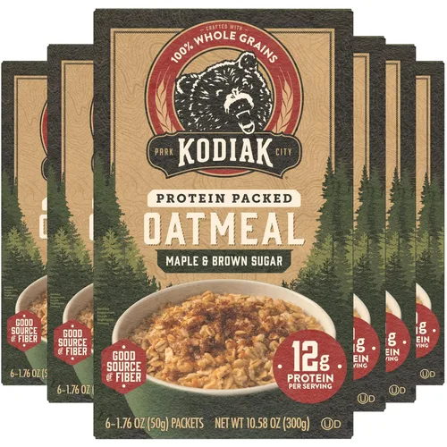 Vista 17 de Kodiak Cakes Paquetes de avena instantánea, manzana y canela, alto contenido en proteínas, 100% granos integrales, 6 cajas con 6 paquetes cada una
