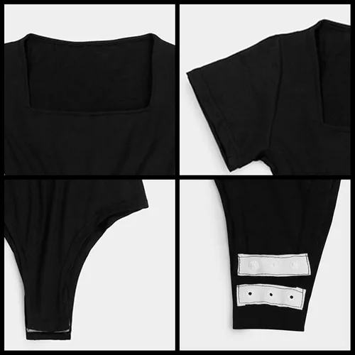 Vista 4 de Bodis para mujer camisetas de manga corta de cuello bajo para mujer mamelucos básicos