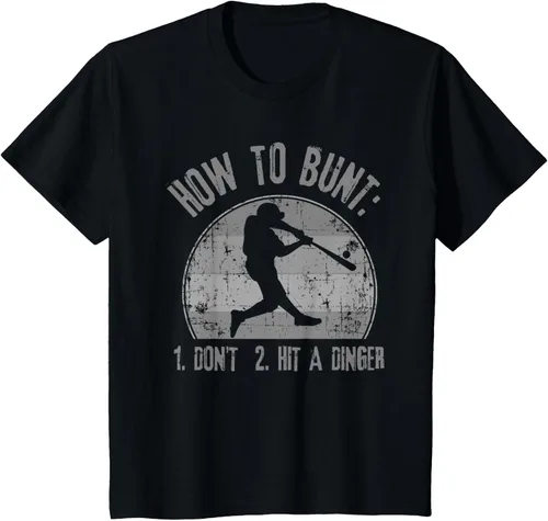 Vista 47 de Cómo Bunt Don't Hit A Dinger - Camiseta divertida de béisbol y sóftbol, Negro, S