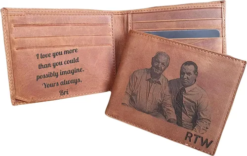 Vista 3 de SFdizayn Cartera de fotos personalizada para hombres, cartera con nombres grabados para él, cartera de fotos personalizada para marido, regalos
