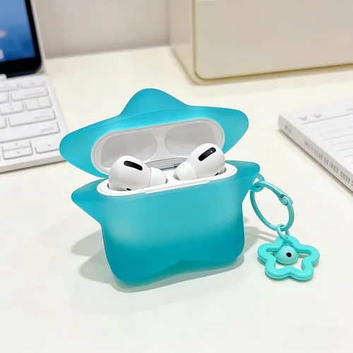 Vista 6 de Funda para AirPods Pro de 2ª/1ª generación, funda con estrella que brilla 1. Estrella luminosa azul