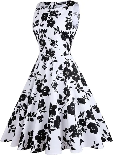 Vista 3 de OWIN - Vestido vintage con diseño floral de primavera de los años 50 para mujer, estilo Rockabilly para fiesta de cóctel y graduación