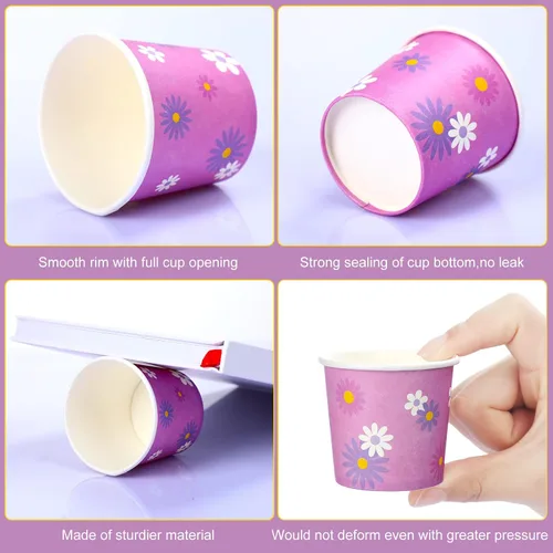Vista 3 de Nuenen Paquete de 500 tazas de papel desechables de 3 onzas para enjuague bucal pequeñas, mini tazas de café expreso para bebidas calientes o frías