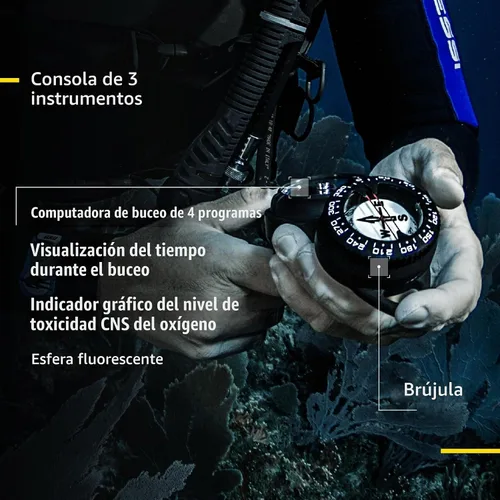 Vista 8 de Cressi Consola para ordenador de buceo - Manómetro, brújula - Consola Donatello 3: Made in Italy
