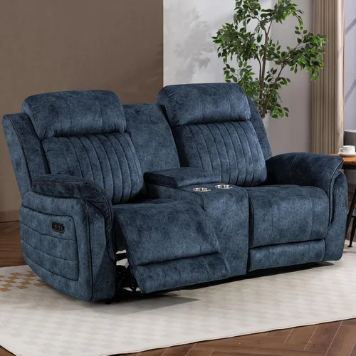 Vista 13 de Sofá biplaza reclinable eléctrico Zero Gravity con reposacabezas ajustables, sillón reclinable eléctrico con consola, sofá reclinable eléctrico de 2