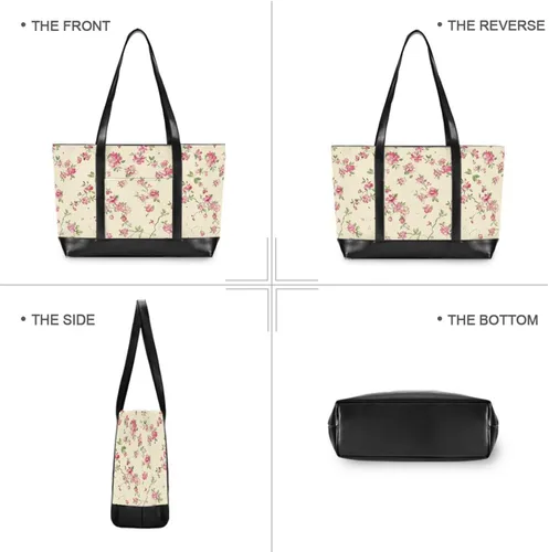 Vista 3 de KLL Flowers classy bag with laptop with zipper totes Large Handbag for nurse work with maletin ejecutivo para mujer
