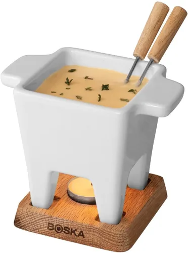 Vista 8 de Boska Juego de fondue de tapas Tealight, ideal para queso o chocolate, apto para microondas, olla caliente de cerámica, fuente de chocolate