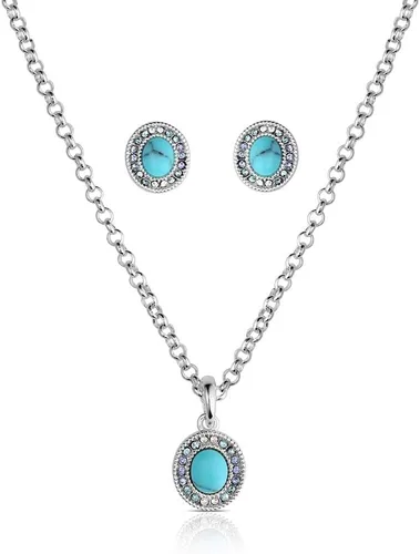 Vista 24 de Montana Silversmiths Conjunto de joyería de estilo occidental con turquesa elaborada a mano: aretes y collar