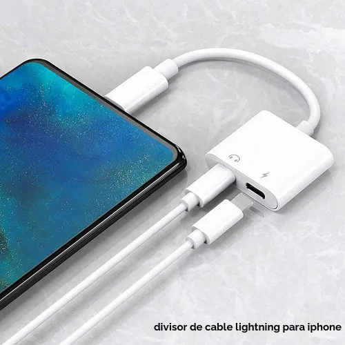 Vista 8 de [Certificado MFi de Apple] Paquete de 2 adaptadores Lightning a 2 Lightning para iPhone, Dual Lightning AUX + adaptador de carga, divisor de cable