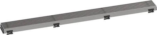 Vista 12 de hansgrohe RainDrain Match Boardwalk - Drenaje de ducha lineal para 27 5/8 pulgadas, con marco de altura ajustable en acero inoxidable cepillado