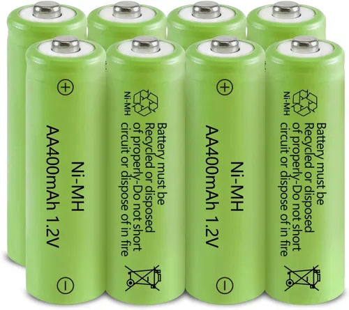 Vista 7 de JINTION Baterías AA recargables solares Ni-MH doble A 400 mAh paquete de 8 solar lights solar lanter replacement battery High Capacity 1.2V