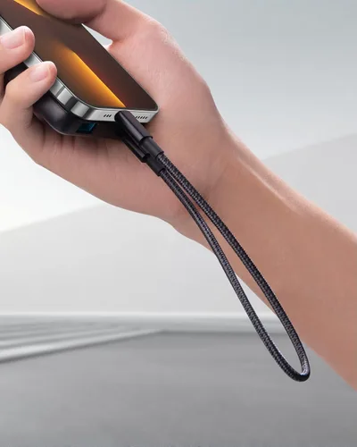 Vista 7 de Anker Nuevo Cable de Nylon USB C a Lightning, Certificado MFi de Apple para iPhone Serie 14, y Más (1 pie, Negro)