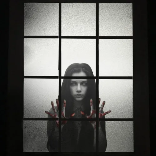 Vista 5 de Decoraciones de fantasmas femeninas de Halloween, calcomanías de pared espeluznantes de fantasma, silueta de fantasma aterrador, calcomanías de arte