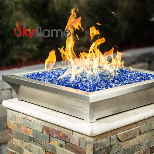 Vista 3 de Skyflame Vidrio de fuego de alto brillo de 20 libras para paisajismo de chimeneas, 1/2 pulgada azul cobalto reflectante y dorado rosa reflectante