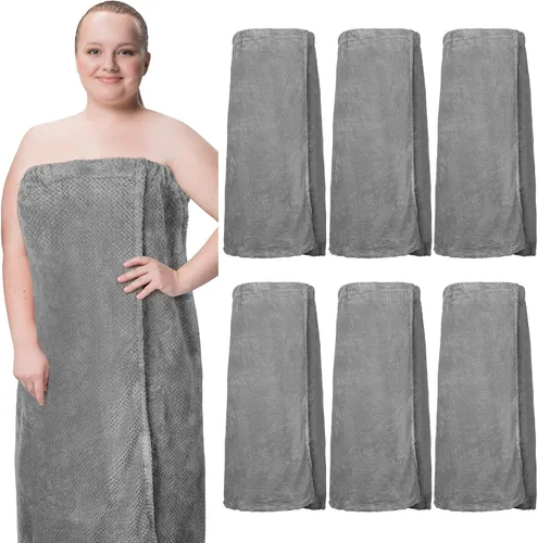 Vista 11 de Tigeen 6 toallas de baño para mujer, bata de spa con cierre ajustable, parte superior elástica, vestido ligero (Negro, M)
