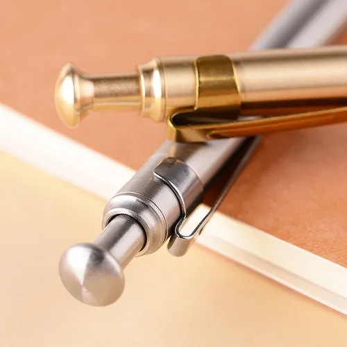 Vista 3 de Pluma de latón sólido portátil Delicada firma bolígrafo bolígrafo con clip
