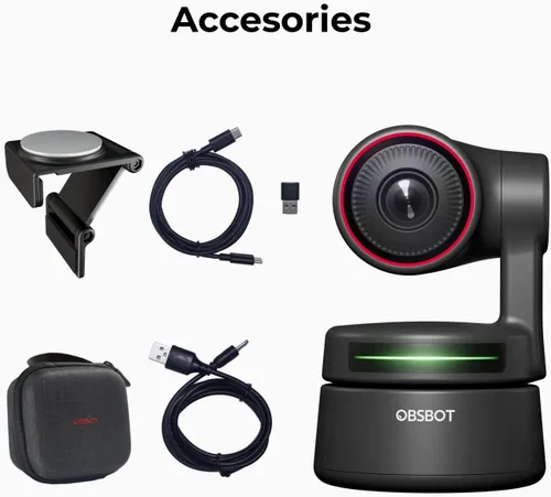 Vista 8 de OBSBOT Tiny PTZ 4K Webcam, Encuadre y enfoque automático alimentado por IA, cámara de videoconferencia 4K con micrófonos omnidireccionales duales