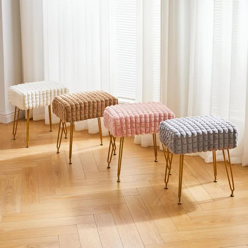 Vista 6 de IBUYKE Taburete Rectángulo con Reposapiés Otomano, Taburete de Tocador de Maquillaje, Mesa Auxiliar, Asiento de Tocador de Terciopelo, Silla