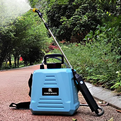 Vista 5 de Pulverizador eléctrico de jardín de 2 galones, pulverizador eléctrico con mango recargable por USB, 3 boquillas de niebla, varita retráctil