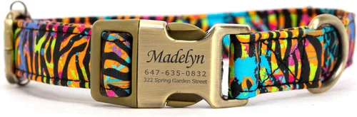 Vista 22 de Collar de perro personalizado con nombre y número de teléfono grabado, collar ajustable personalizado para cachorros, collar de algodón orgánico