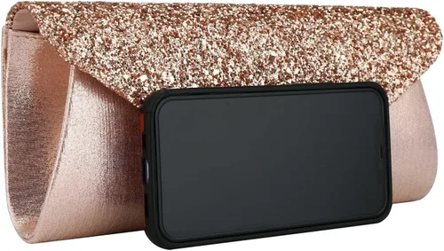 Vista 3 de Vistatroy Bolso de noche con lentejuelas con purpurina para mujer bolso de mano para fiesta de novia