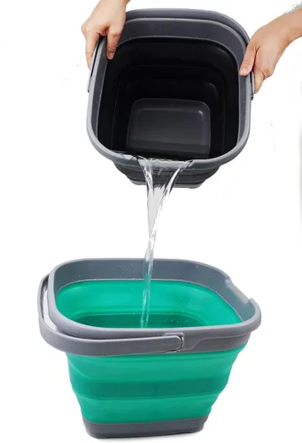 Vista 8 de SAMMART Cesta rectangular plegable de 10 litros (2.6 galones) (gris/negro (juego de 2))